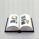 Icon eines Buches mit Designelementen