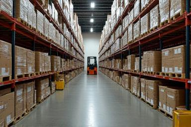 Ein Lager voller Bücher, bereit zum Versand.